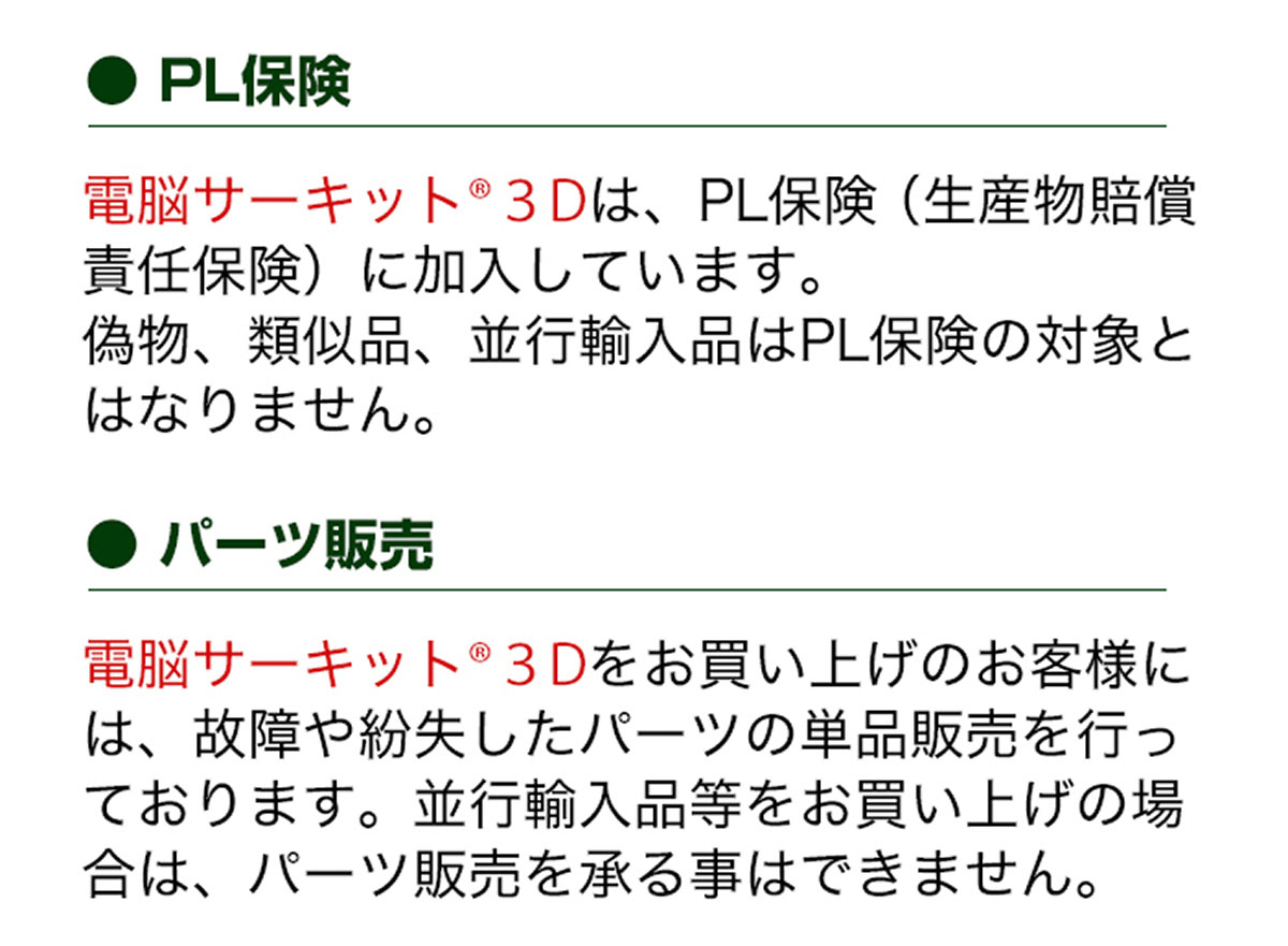 電脳サーキットの保険やパーツ販売