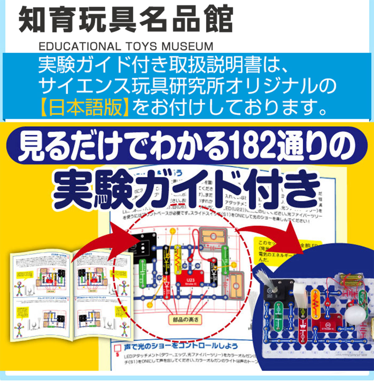 オリジナルの実験ガイド付き取扱説明書付き